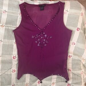 The Limited Deep Purple Embellished Tank Top